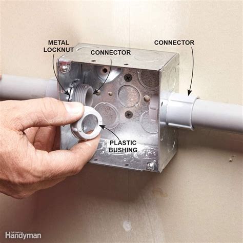 how to attach pvc conduit to metal box|connecting conduit to junction box.